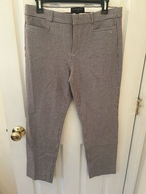 Banana Republic women’s Black & burgundy Micro-Houndtooth Straight Leg Pants